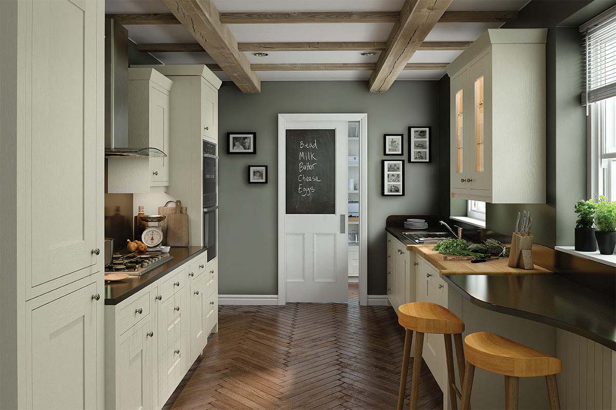 Cream double galley kitchen