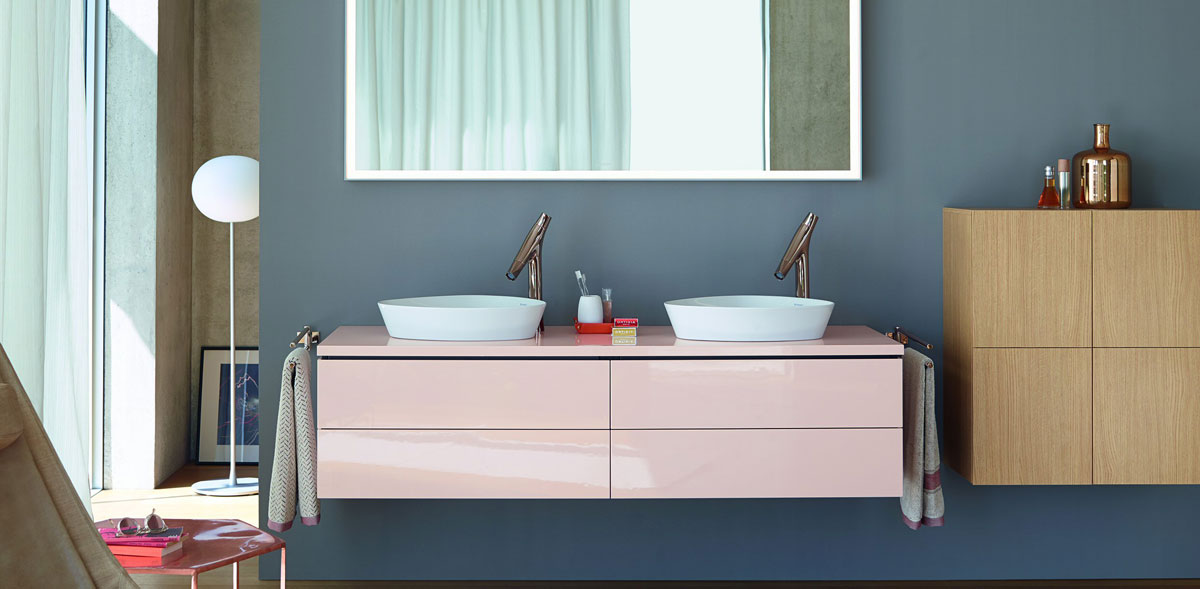 Pink double vanity unit