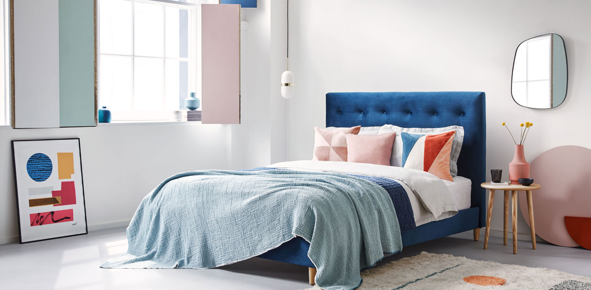 A blue velvet model which could be an option if you're buying a bed