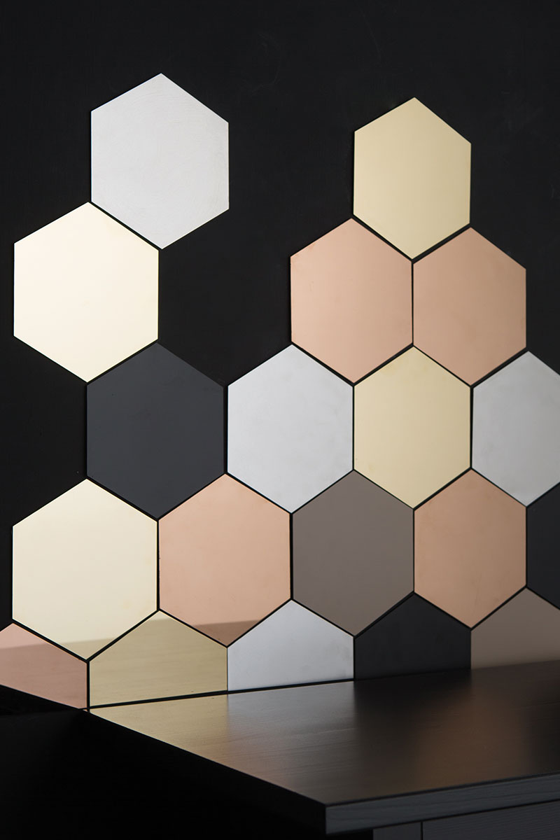 Metallic hexagon tiles