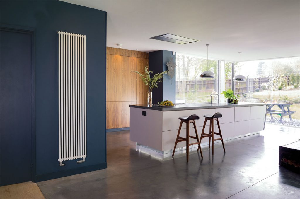 This design features a long radiator 