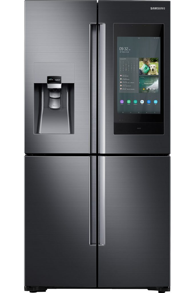 a cut-out of the large brushed steel Samsung Family Hub American-style fridge freezer