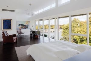 The bedroom enjoys great views