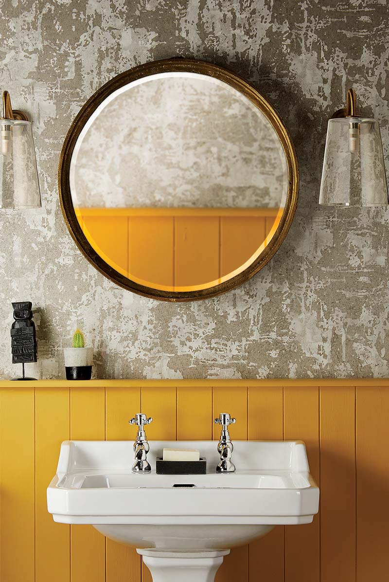 Mustard wall and traditional sink