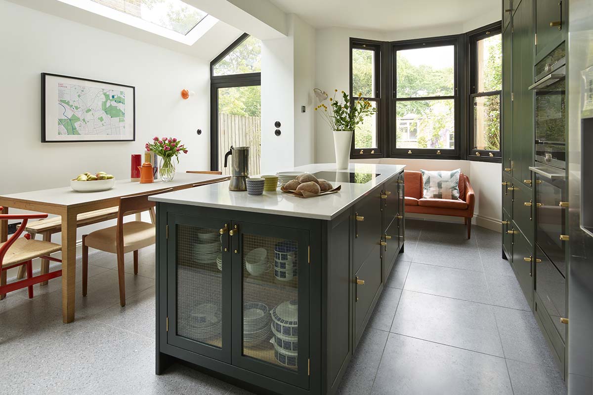 Dark green kitchen extension