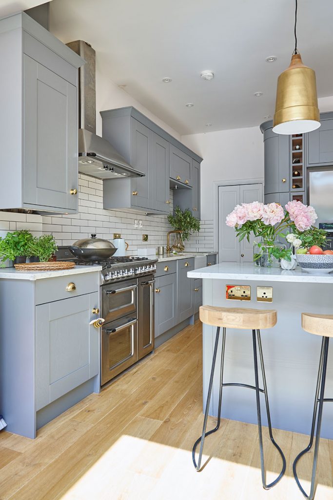 London home extension with grey kitchen