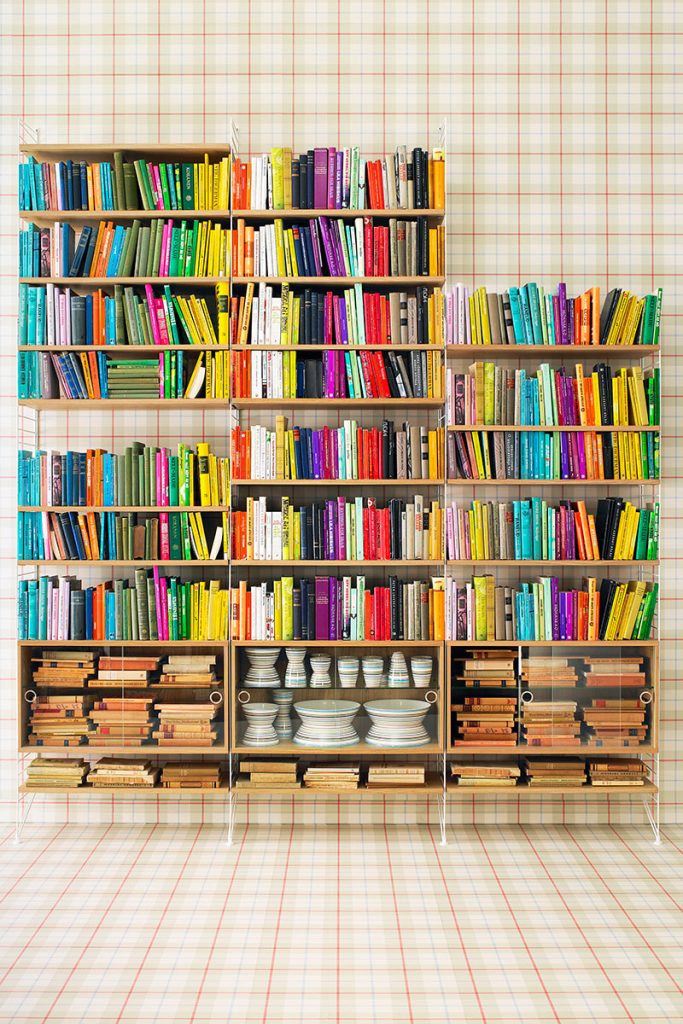 colourful bookshelves