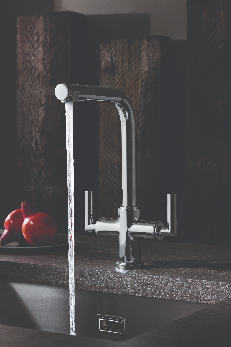 Chrome kitchen tap