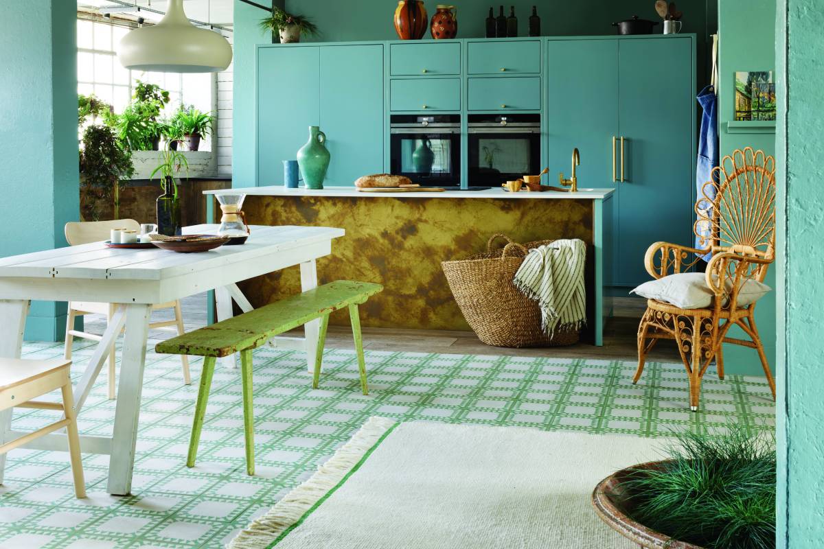 Different flooring solutions open-plan space