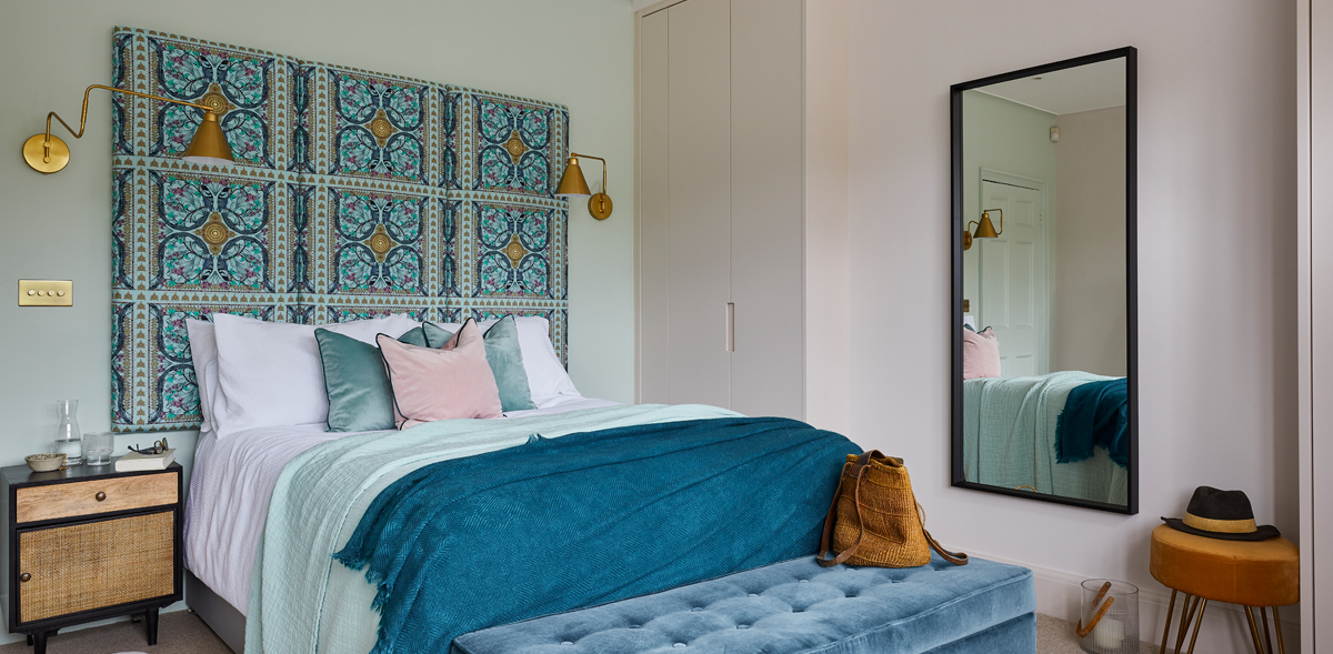 House tour Beautiful bedroom with statement headboard and home office