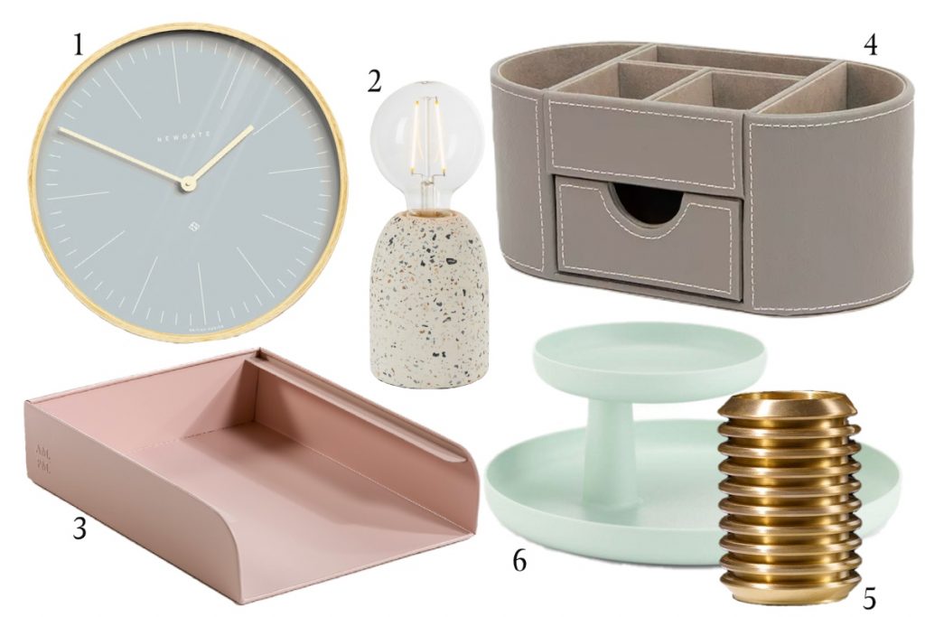 Pretty presents for interiors lovers, perfect for desks with clocks, pen holders and lamps 