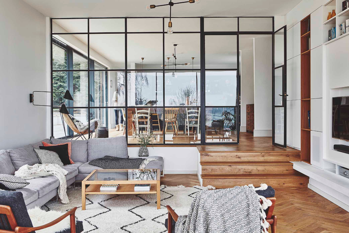 Amazing kitchen extensions with steel-framed doors