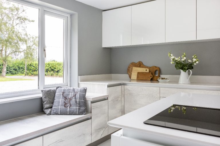 Kitchen Booth Seating With Storage Clever Ideas For Your Banquette   Kitchen Booth Seating Classic White Futura Mereway Kitchens 9 768x512 