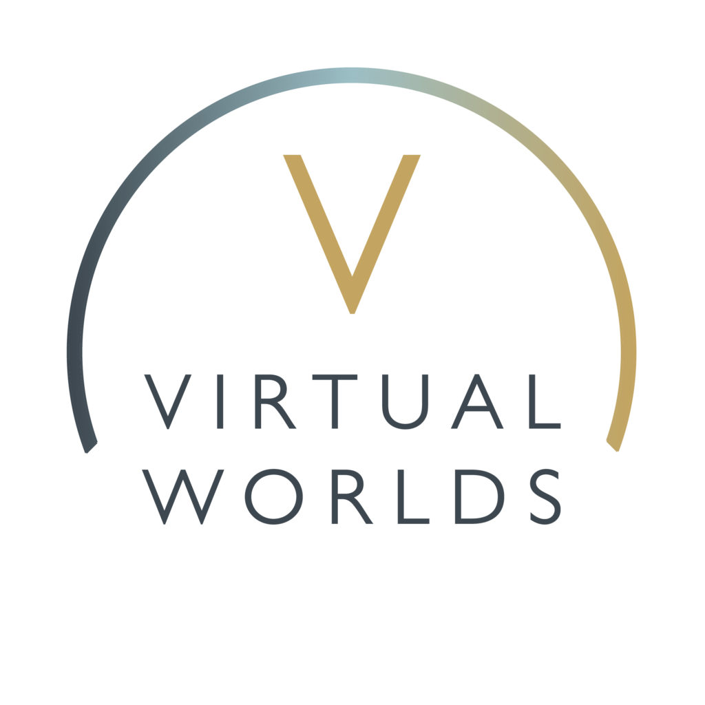 the logo for the company Virtual Worlds