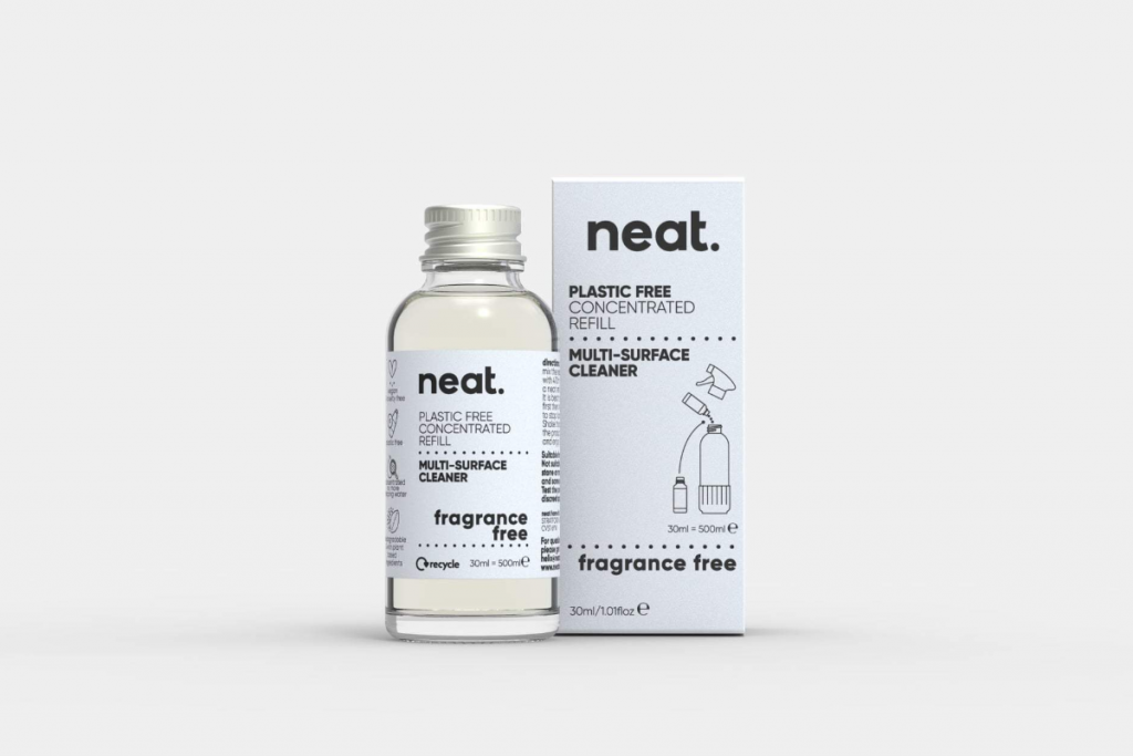 a bottle of Neat sustainable cleaning water