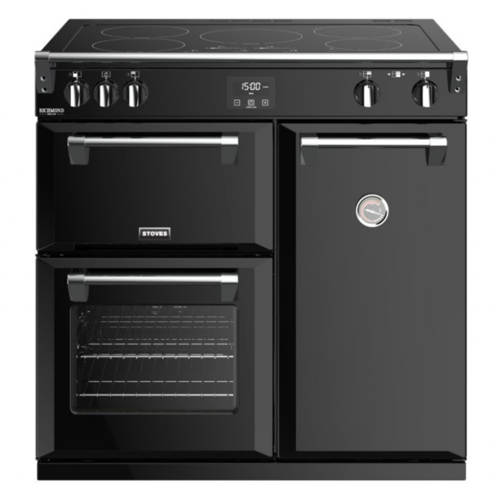 a large black electric range cooker
