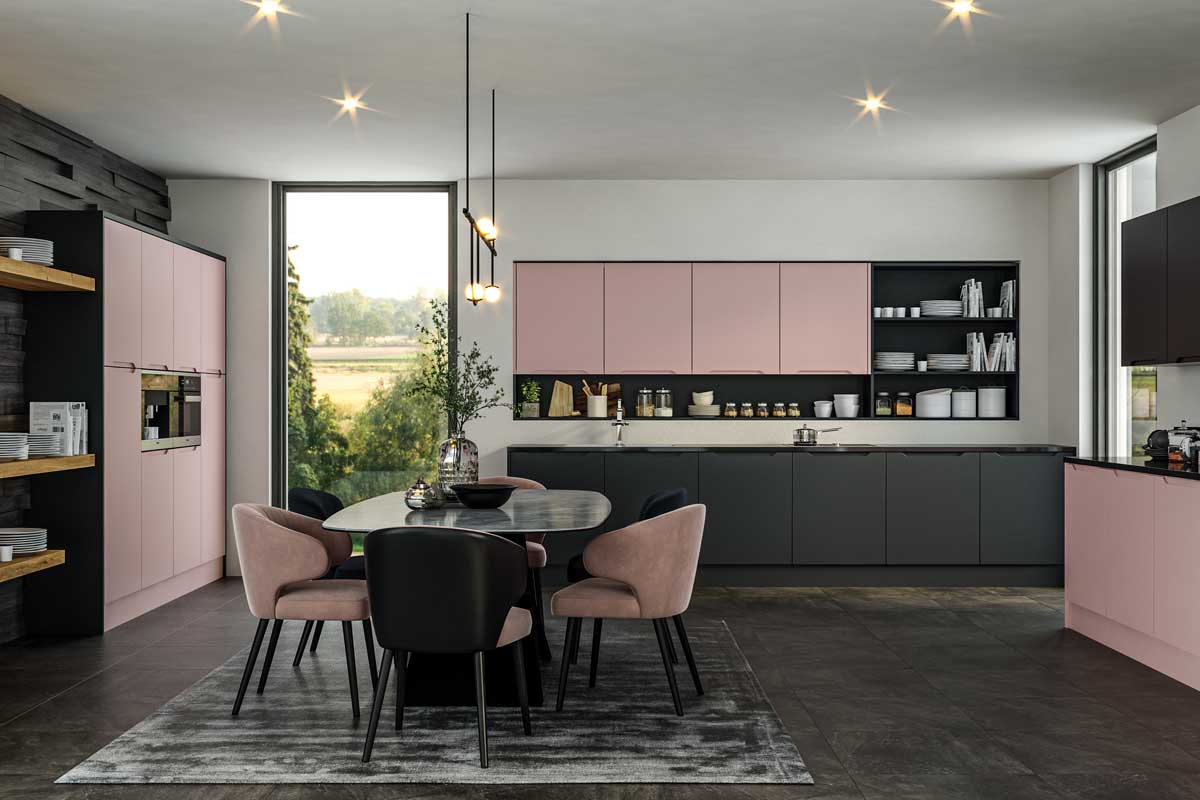 pastel and grey cabinetry design