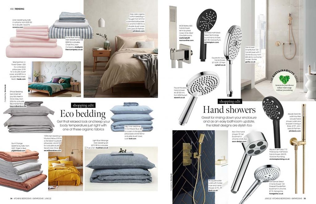 inside spread of feature in June 2022 issue of Kitchens Bedrooms & Bathrooms