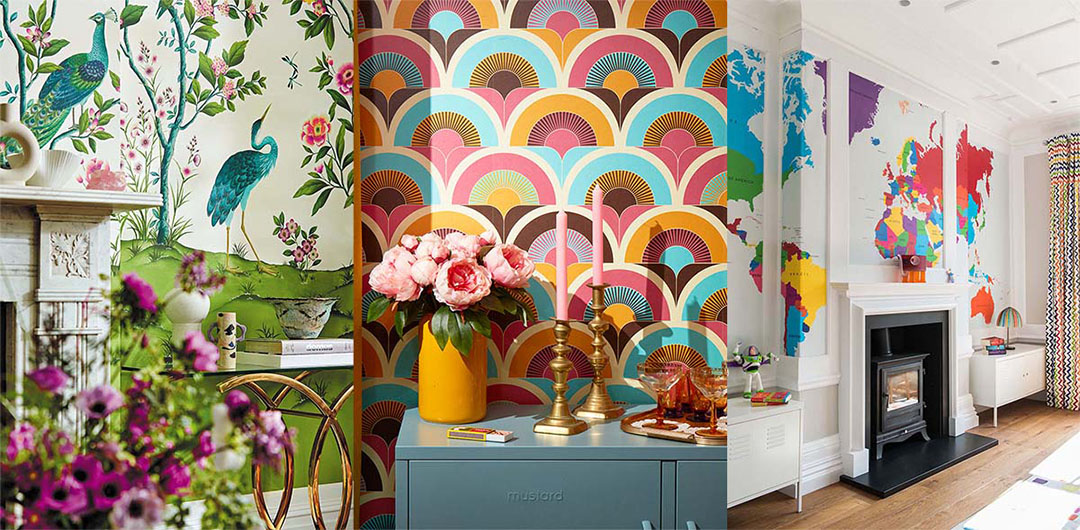 bright patterned wallpaper