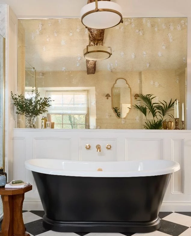 Period features meet contemporary charm in this whimsical yet timelessly chic bathroom. Fancy a tour? ✨⁠
⁠
Homeowner @katy_at_the_manor wanted to create a classically styled space, which suits the period of the house (a Georgian farmhouse built in 1731), but wouldn’t date.⁠
⁠
Complete with checkerboard flooring, timeless sanitaryware, antique furniture, and a beautiful exposed beam, now the quaint, opulent design oozes old-world glamour.⁠
⁠
For the full tour, head to the link in bio. 🔗⁠
⁠
📷 @darrenchung74⁠
Design: @katy_at_the_manor⁠
Flooring: @amticoflooring ⁠
Shower tiles: @capietra⁠
Bath: @bcdesignsuk